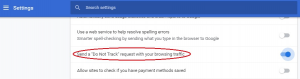 Figure 2. ‘Do Not Track’ Setting in Google Chrome