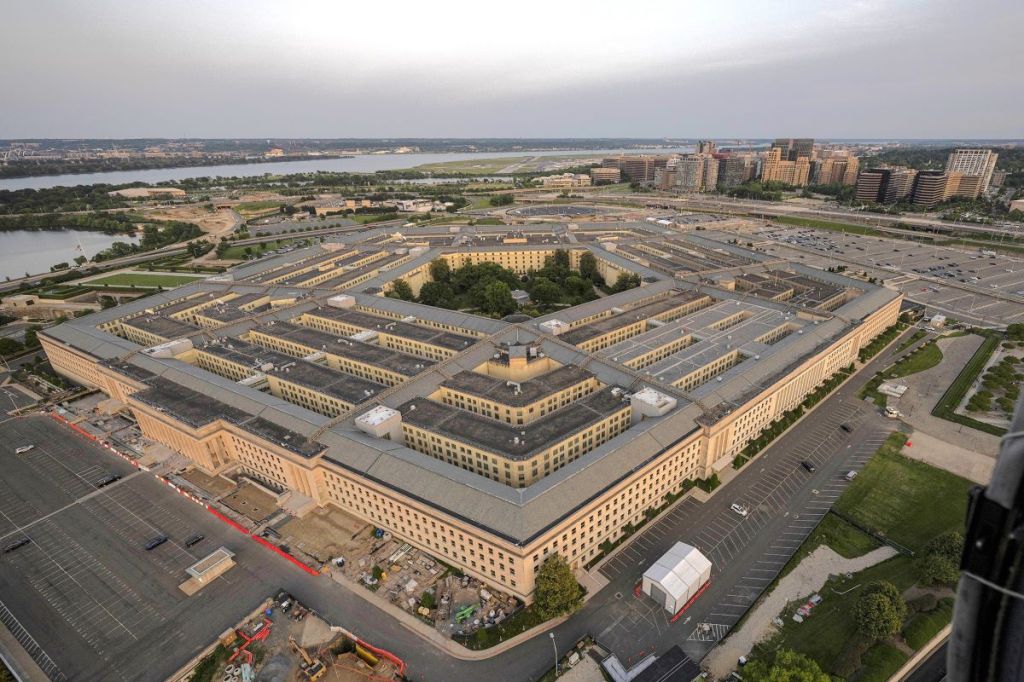 An aerial photograph shows the Pentagon, May 15, 2023.