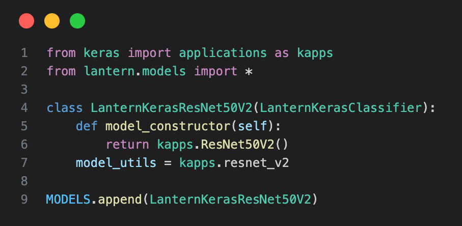 Figure 3. Code Snippet Implementing a ResNet50 Using Keras (Source: S. Young).