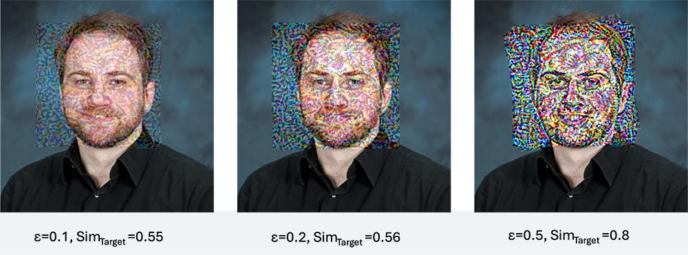 Figure 5. An Example of Using Attack Imagery Generated Using Lantern to Understand the Effect of a Single PGD Setting, ϵ (Source: S. Young).