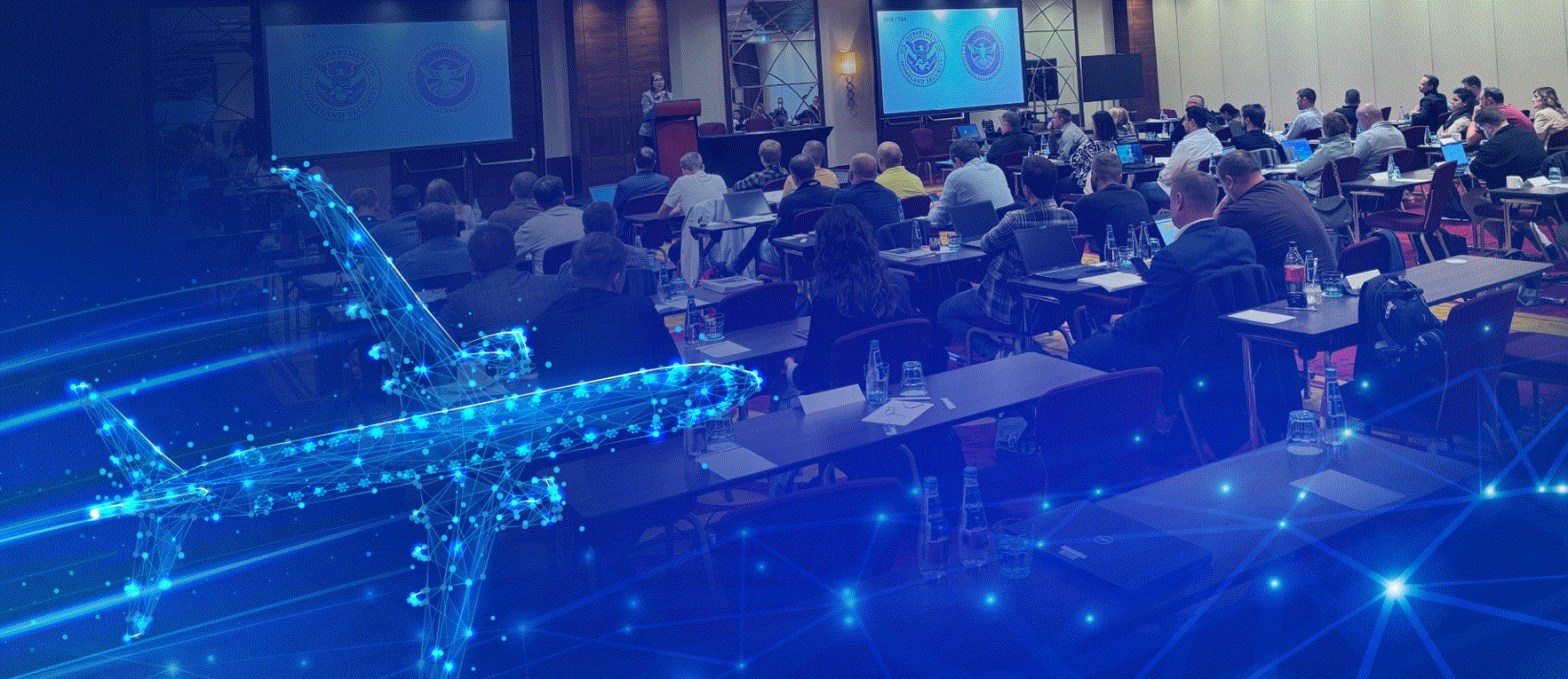 digital airplane superimposed over conference meeting