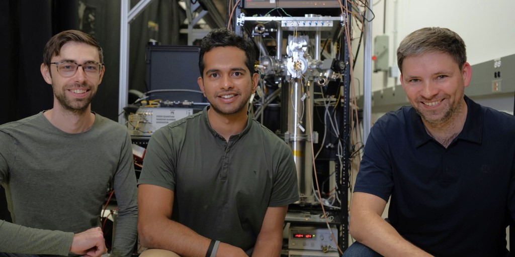 Members of the team who created the CURBy quantum random number generator. From left to right, Jasper Palfree (University of Colorado Boulder), Gautam Kavuri (NIST) and Krister Shalm (NIST). Credit: NIST