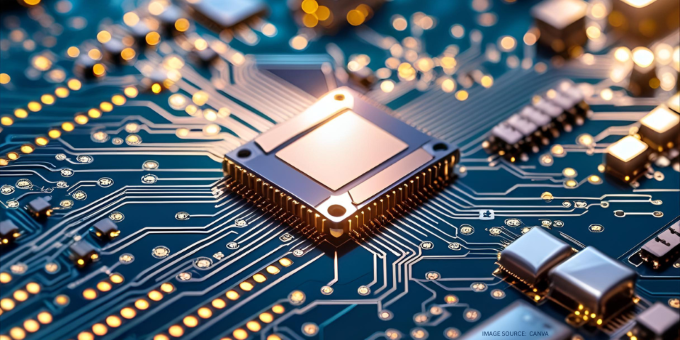 modern circuit board, image created on Canva