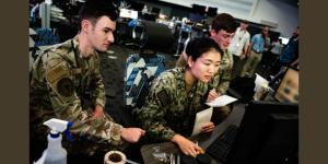 U.S. Cyber Command operators participate in Cyber Guard 25-2 exercise on June 3, 2025, at Fort George G. Meade, MD. The exercise, in coordination with the Joint Staff, simulates scenarios that test response protocols and defensive and offensive techniques across geographic areas of responsibility.