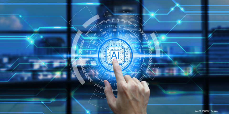 hand pointing toward "AI"