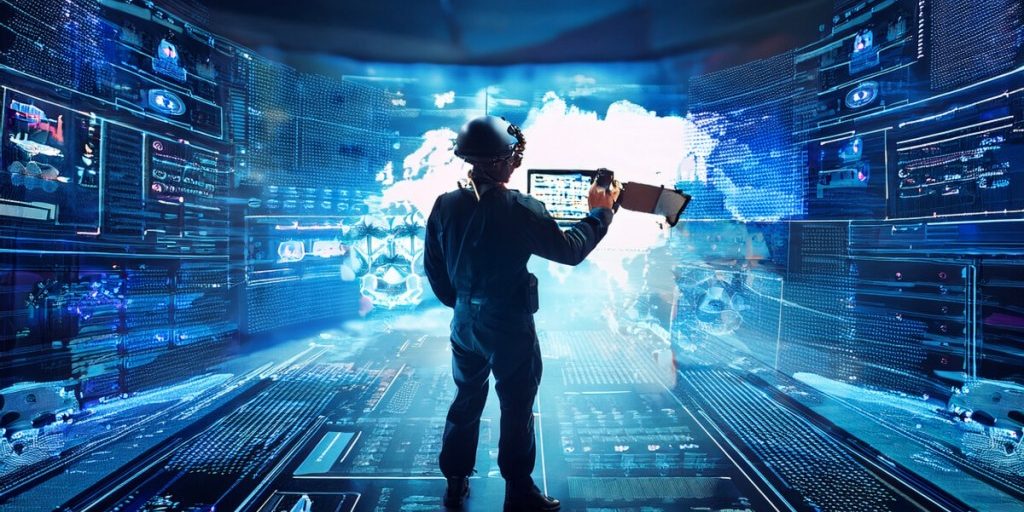 ai_cyberspace_internet_defense_war AI cyberspace internet defense soldier