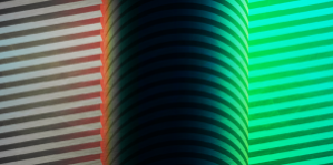 An artist’s representation of a hole etched into alternating layers of silicon oxide and silicon nitride using plasma, which is used to make 3D NAND flash memory. Researchers want to refine how they make these holes so each one is deep, narrow and vertical, with smooth sides. (Image credit: Kyle Palmer / PPPL Communications Department)